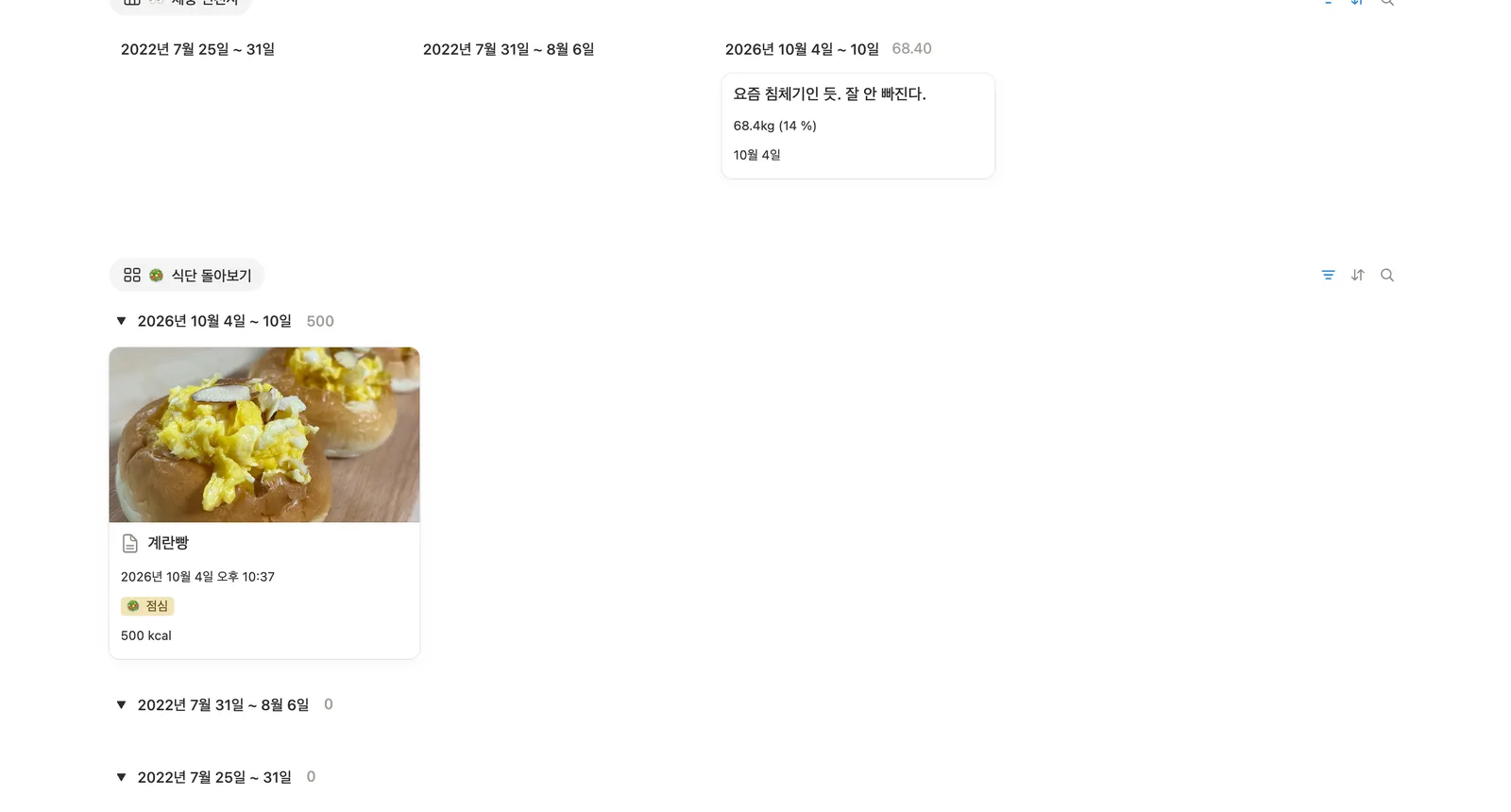 식단 관리 템플릿 노션 화면 2