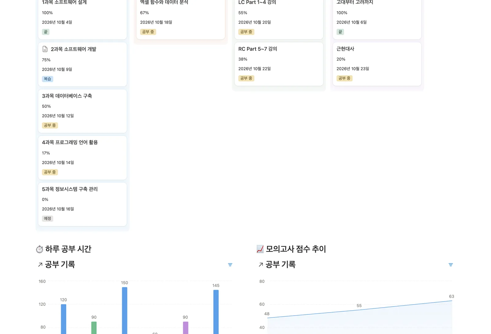 자격증 시험 준비 플래너 템플릿 노션 화면 2